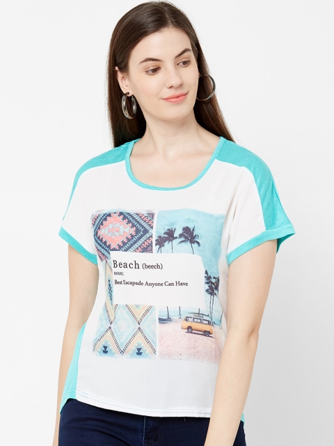 

Juliet Women Turquoise Blue & White Printed Top