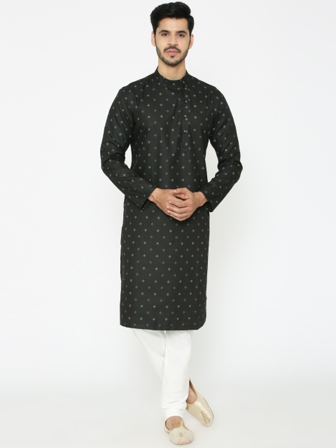 

Manyavar Men Black Printed Pathani Kurta