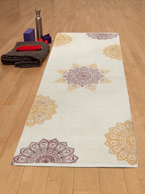 

Rajasthan Decor Off White & Maroon Block Print Cotton Anti Skid Yoga Mat