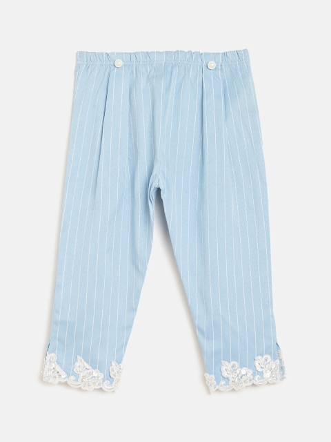 

Peek-A-Boo-Zoo Girls Blue & White Striped Lounge Pants