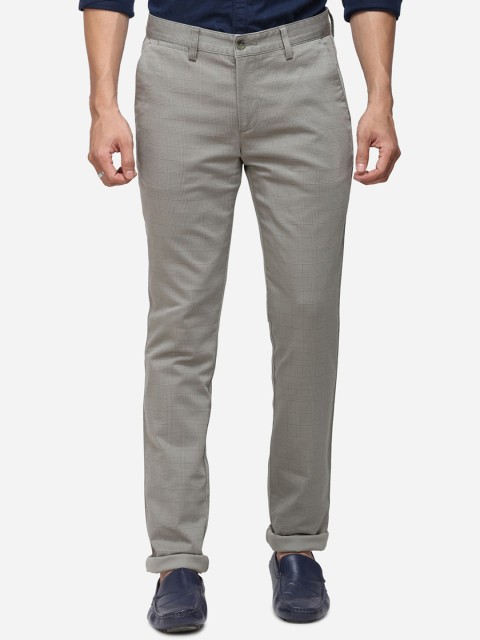 

Greenfibre Men Grey Slim Fit Checked Chinos