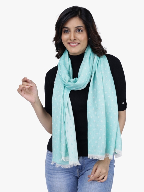 Scarves & Glitters Women Sea Green Self Design Scarf