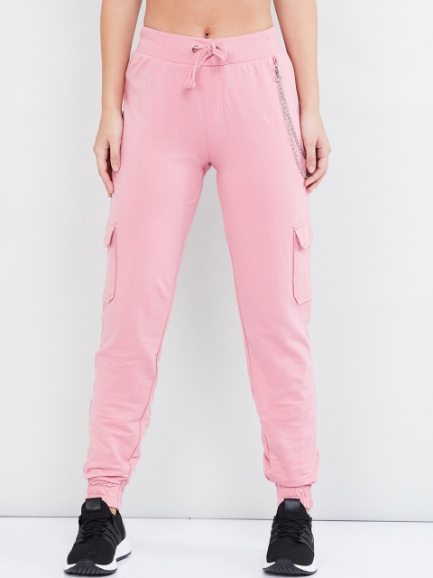 max Women Pink Solid Slim-Fit Joggers