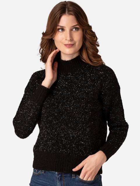 

Mode by Red Tape Women Black Solid Pullover Sweater