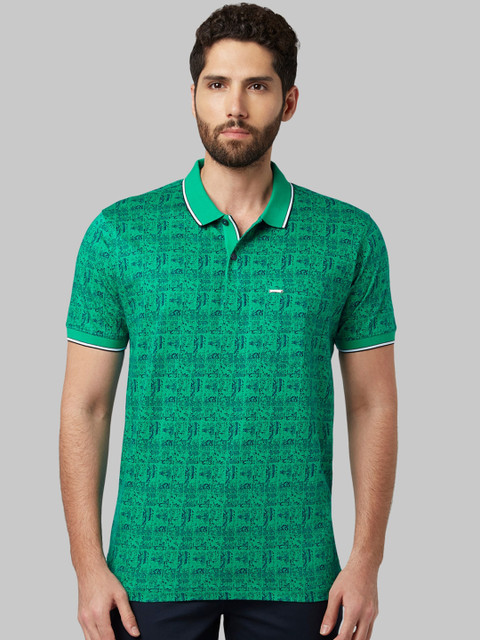 

Park Avenue Men Green Printed Polo Collar T-shirt