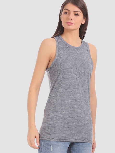 

GAP Women Grey Melange Solid Racerback T-shirt