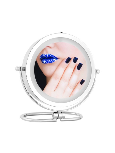 

Rozia Unisex Silver-Toned Round Table-Top Vanity Mirror