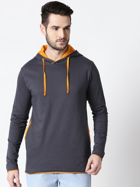 

Bewakoof Men Grey Solid Hooded Sweatshirt