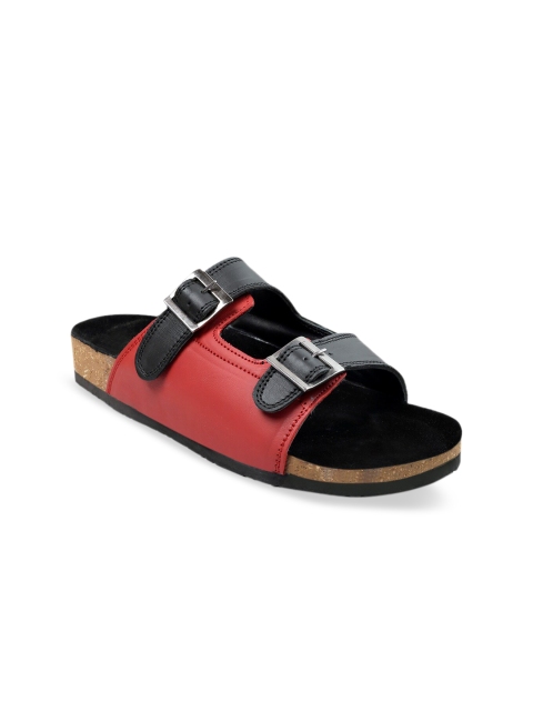 

Woakers Men Red & Black Comfort Sandals
