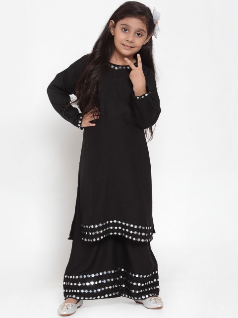

Baani Creations Girls Black Solid Kurta with Palazzos