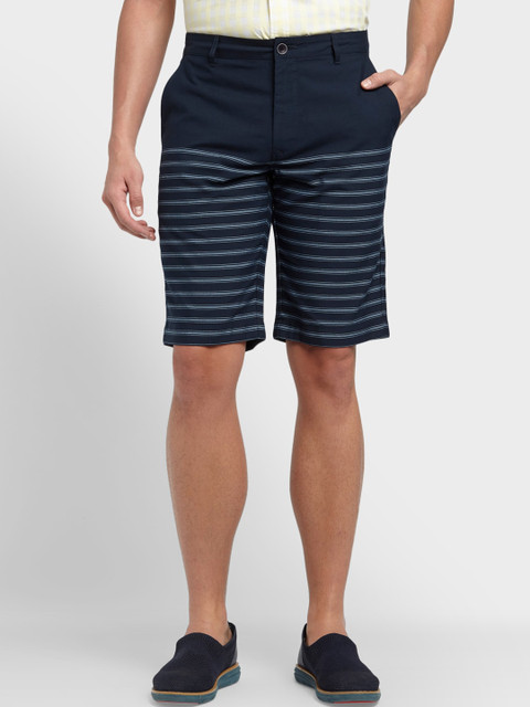 

ColorPlus Men Navy Blue Striped Regular Fit Regular Shorts