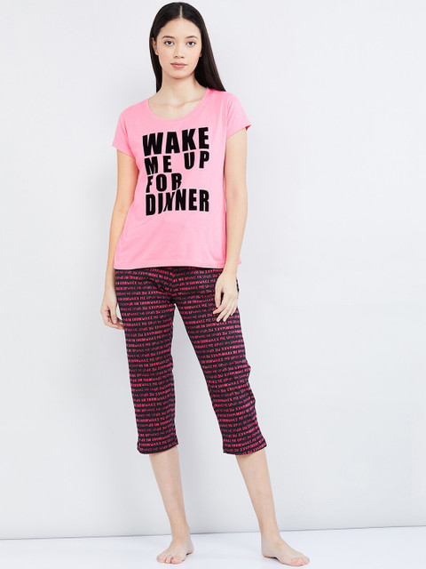 

max Women Pink Printed Night Suit