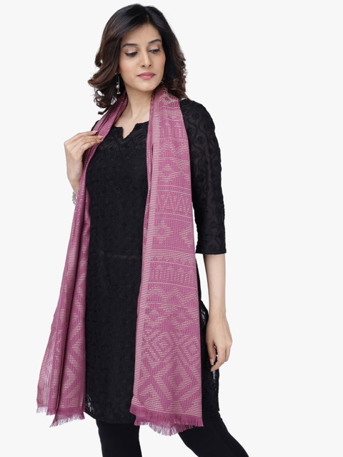 

Scarves & Glitters Women Purple Self Design Scarf