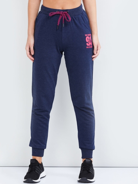 max Women Navy Blue Solid Slim-Fit Joggers