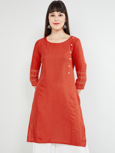 

max Women Red Solid A-Line Kurta