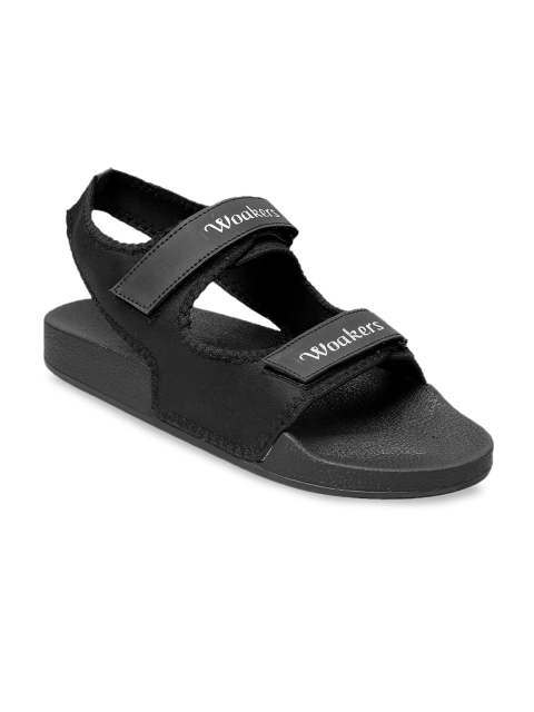 

Woakers Men Black Solid Sports Sandals