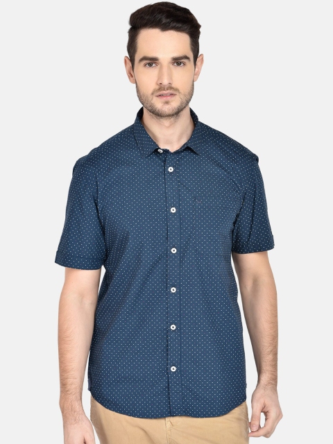 

Basics Men Navy Blue Slim Fit Printed Casual Shirt