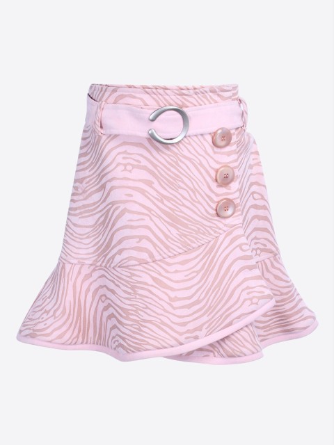 

CUTECUMBER Girls Pink Printed Sustainable A-Line Skirt