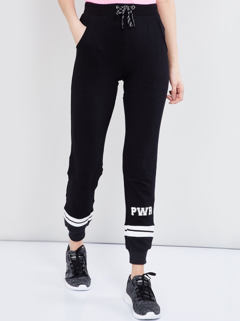 

max Women Black Solid Slim-Fit Joggers