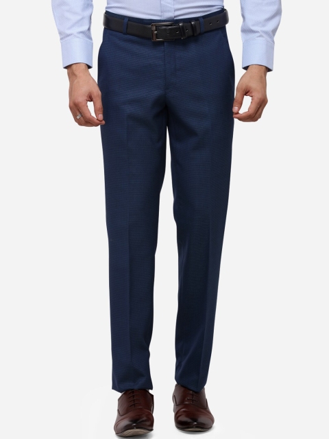 

METAL Men Navy Blue Slim Fit Self Design Regular Trousers