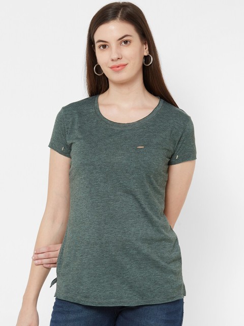

Juliet Women Green Self Design Pure Cotton Top