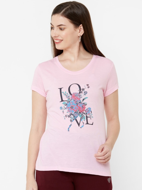 

Juliet Women Pink & Blue Printed Round Neck T-shirt