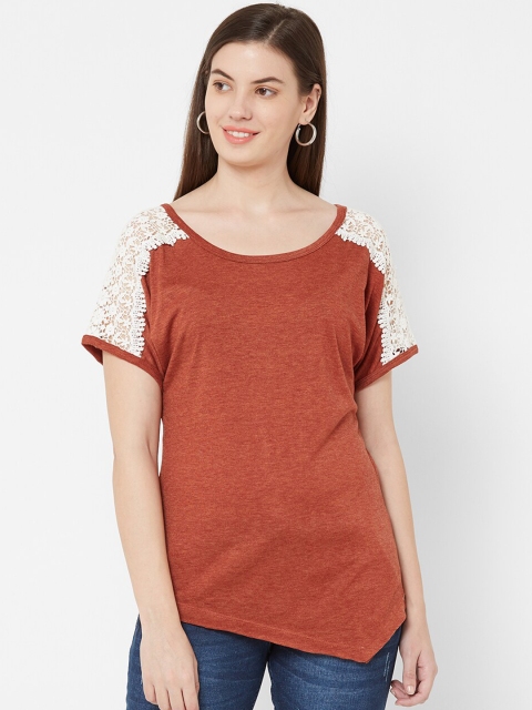 

Juliet Women Rust Orange Solid Pure Cotton Top