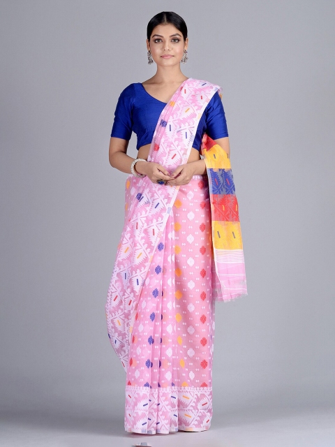 

Mitera Multicoloured Silk Cotton Woven Design Jamdani Saree, Multi