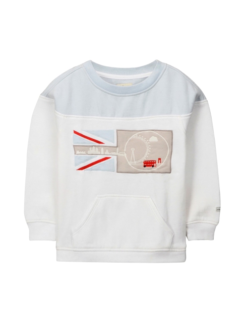

Cherry Crumble Kids White & Taupe Printed Sweatshirt
