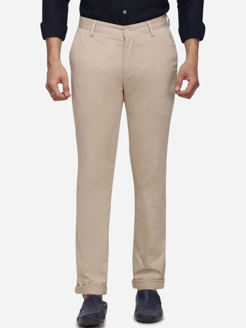 

Greenfibre Men Cream-Coloured Slim Fit Solid Chinos
