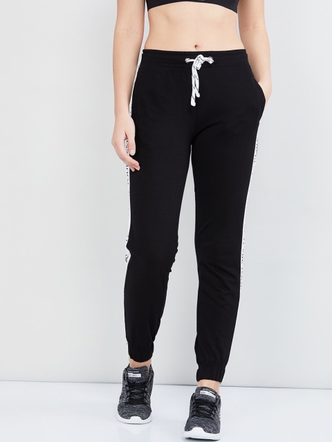 

max Women Black Side Striped Slim-Fit Joggers