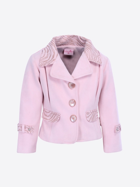 

CUTECUMBER Girls Pink Solid Overcoat