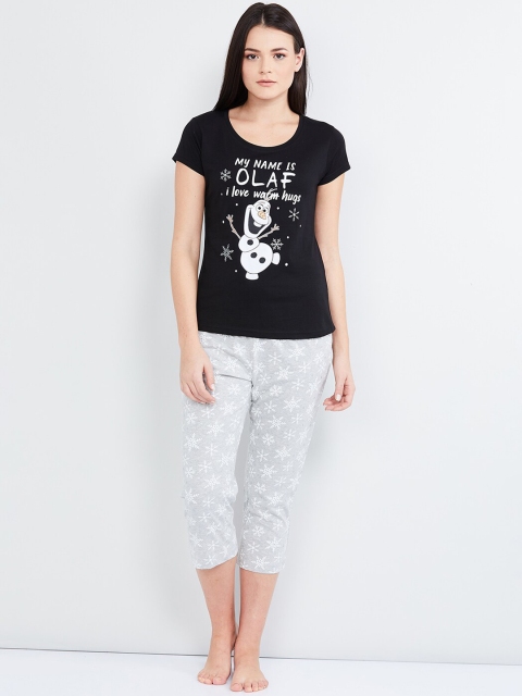 

max Women Black & Grey Printed Night Suit FRN01