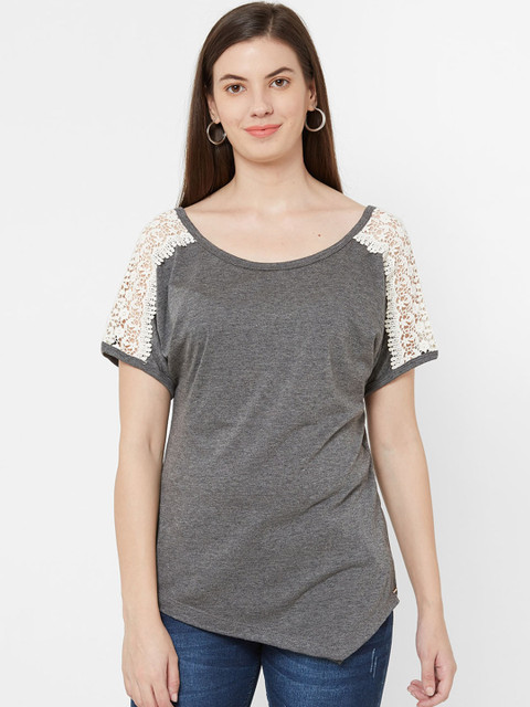 

Juliet Women Grey & Off-White Solid Top