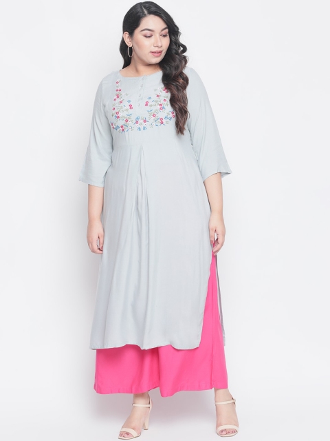 

Amydus Women Blue & Pink Yoke Design A-Line Kurta