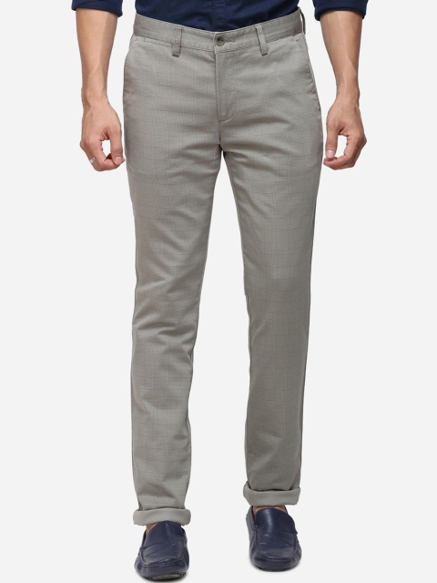 

Greenfibre Men Grey Slim Fit Checked Regular Trousers