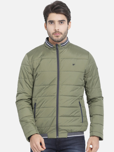 

t-base Men Olive Green Solid Lightweight Puffer Jacket
