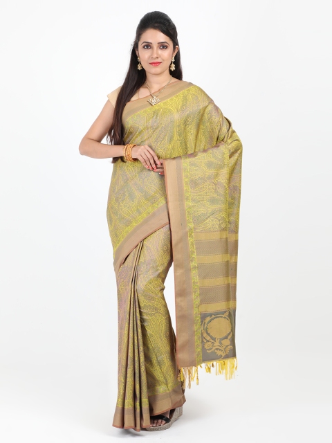 

SABOO COLLECTIONS Green Pure Silk Woven Design Jamdani Saree