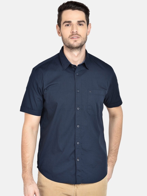 

Basics Men Navy Blue Slim Fit Solid Casual Shirt