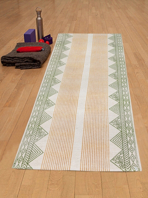 

Rajasthan Decor Off-White & Beige Block Print Cotton Yoga Mat