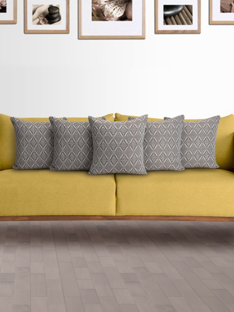 

KLOTTHE Set Of 5 Brown & White Self-Design Square Floor Cushions