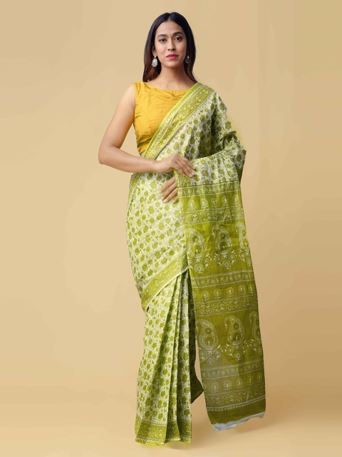 

Unnati Silks Green Printed Pure Cotton Saree