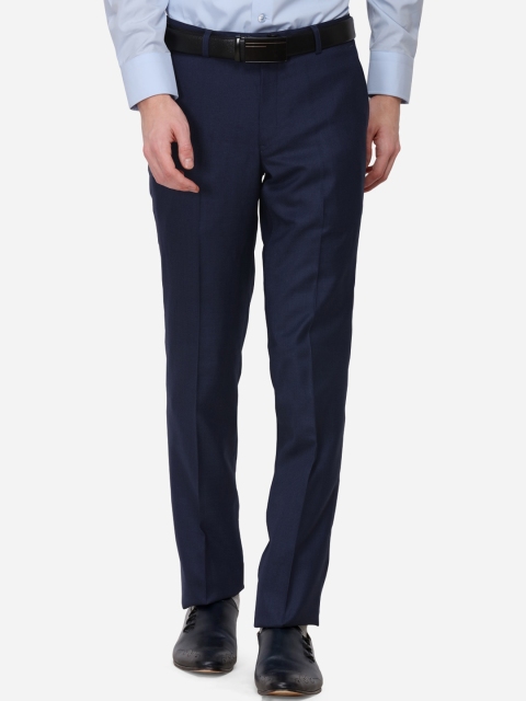 

METAL Men Navy Blue Slim Fit Solid Formal Trousers