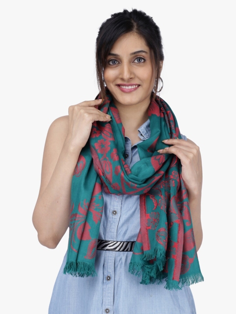 

Scarves & Glitters Women Green & Red Self Design Scarf