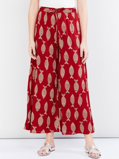 

max Women Red Printed Wide Leg Palazzos