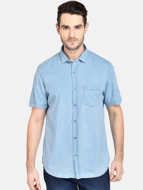 

Basics Men Blue Slim Fit Solid Casual Denim Shirt