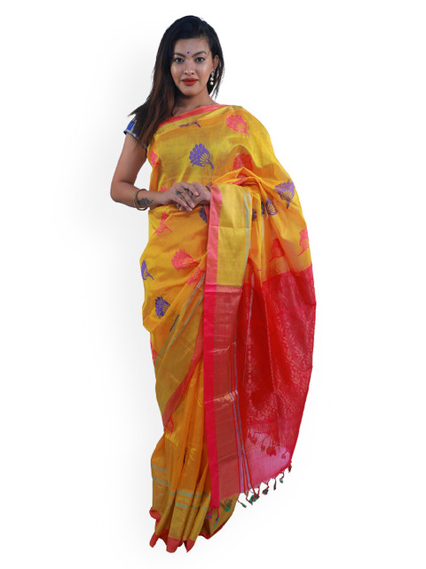 

APCO Yellow & Red Silk Cotton Printed Sustainable Saree