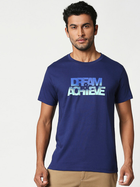 

Bewakoof Men Blue Printed Round Neck T-shirt