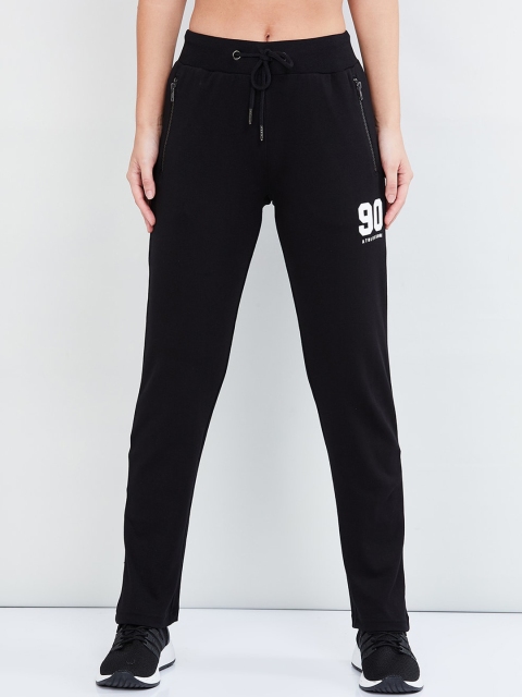 

max Women Black Solid Slim-Fit Track Pants