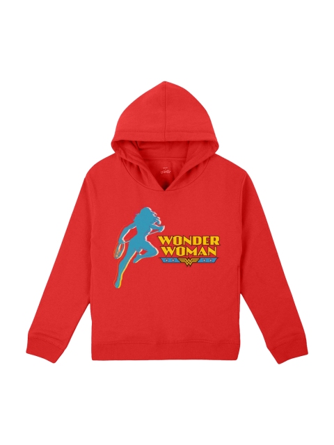 

Kids Ville Girls Red & Blue Superwoman Print Hooded Sweatshirt